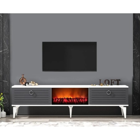 Mueble TV Arona Fireplace Blanco Antracita