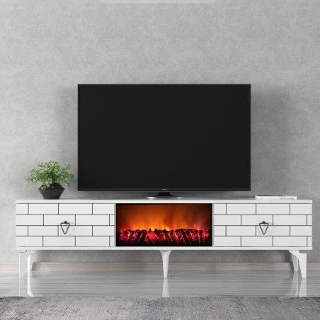 Mueble TV Varna Fireplace Blanco