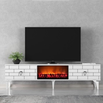 Mueble TV Varna Fireplace Blanco - 475OLV2663