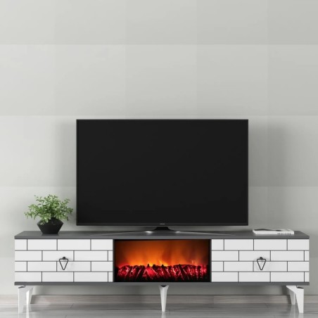 Mueble TV Varna Fireplace Blanco Antracita - 475OLV2664