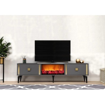 Mueble TV Doruk Fireplace Antracita Oro - 475OLV2665