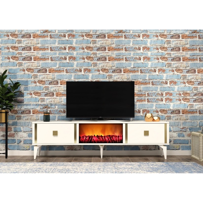 Mueble TV Doruk Fireplace Blanco Oro - 475OLV2667