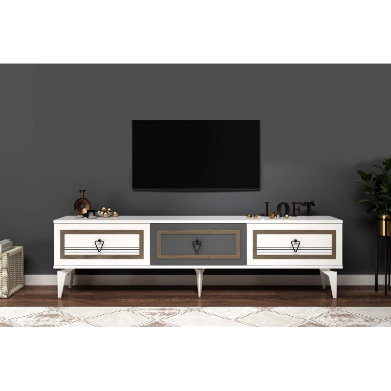 Mueble TV Asya Blanco Antracita Nogal - 475OLV2715