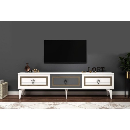 Mueble TV Asya Blanco Antracita Nogal