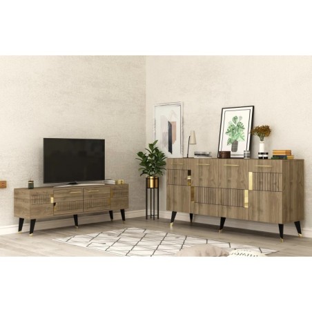 Conjunto de muebles de sala Moda Nogal Oro - 475OLV2793