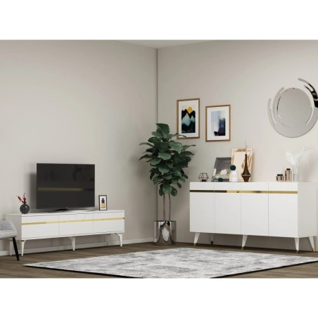 Conjunto de muebles de sala Defne Blanco Oro