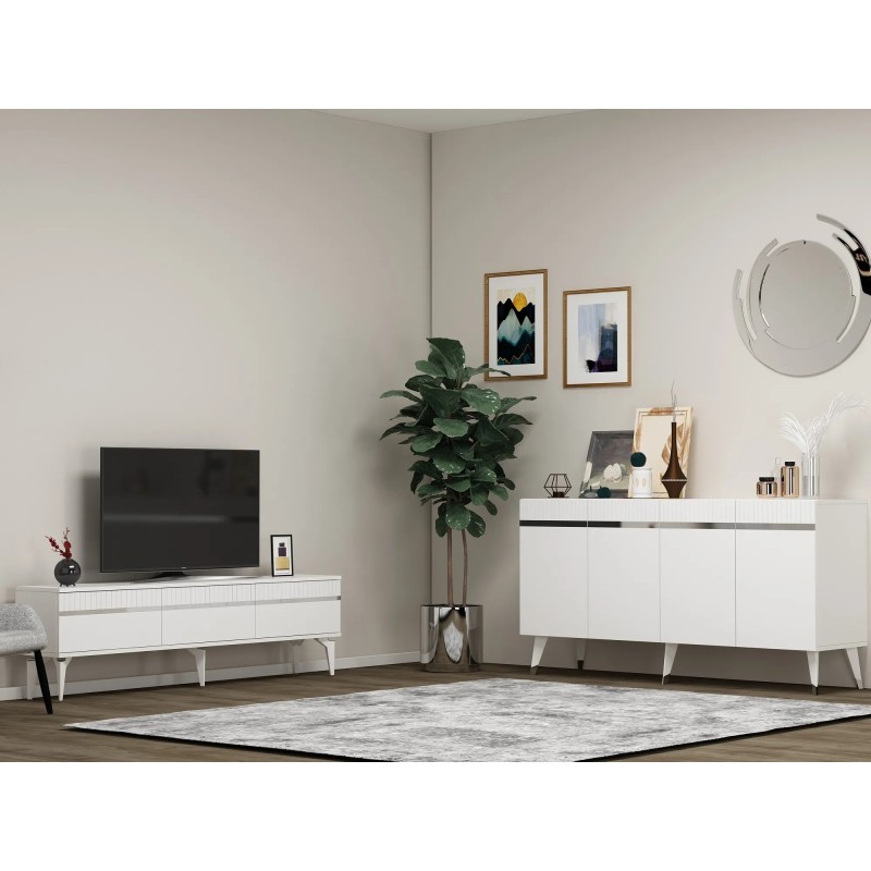 Conjunto de muebles de sala Defne Blanco Plata - 475OLV2800