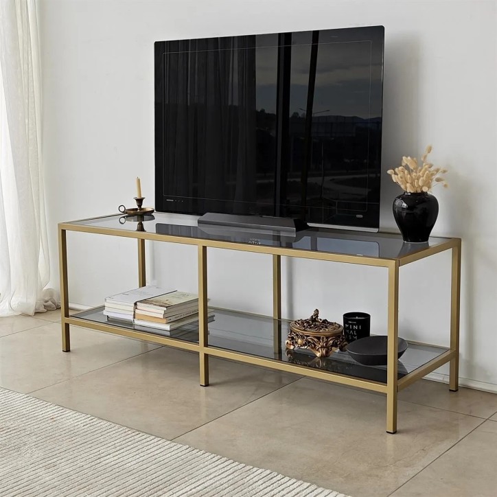 Mueble TV Basic Gris oscuro Oro