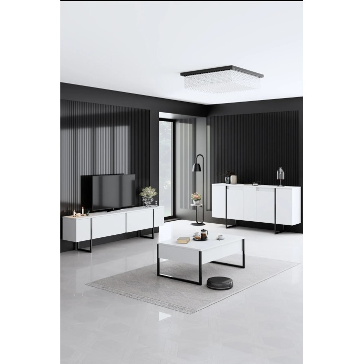 Conjunto de muebles de sala Luxe Blanco Negro