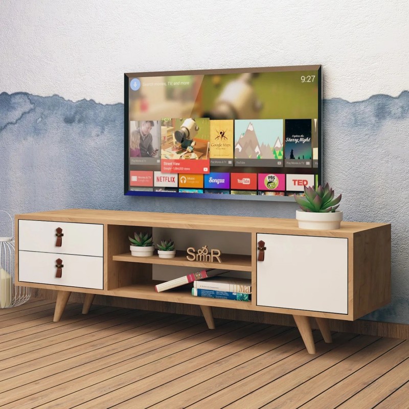 Mueble TV Lara Roble Blanco - 811MDD3012