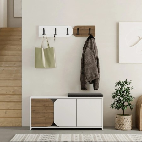 Recibidor Moni Shoe Cabinet-Hanger Hitit Golpealo Blanco