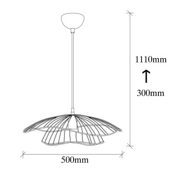 Lámpara de techo Tel-6500 negro metal diámetro 50x111 cm - 8681875501810