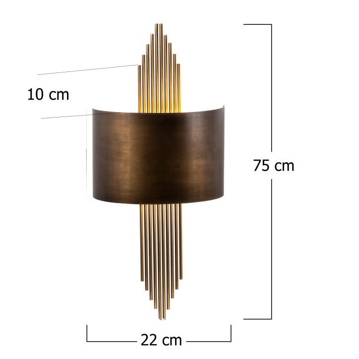 Lámpara de pared 619-A oro cobrizo hierro 75x10x22 cm