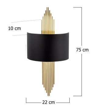 Lámpara de pared 616-A oro negro metal 75x10x22 cm - 8681875584578