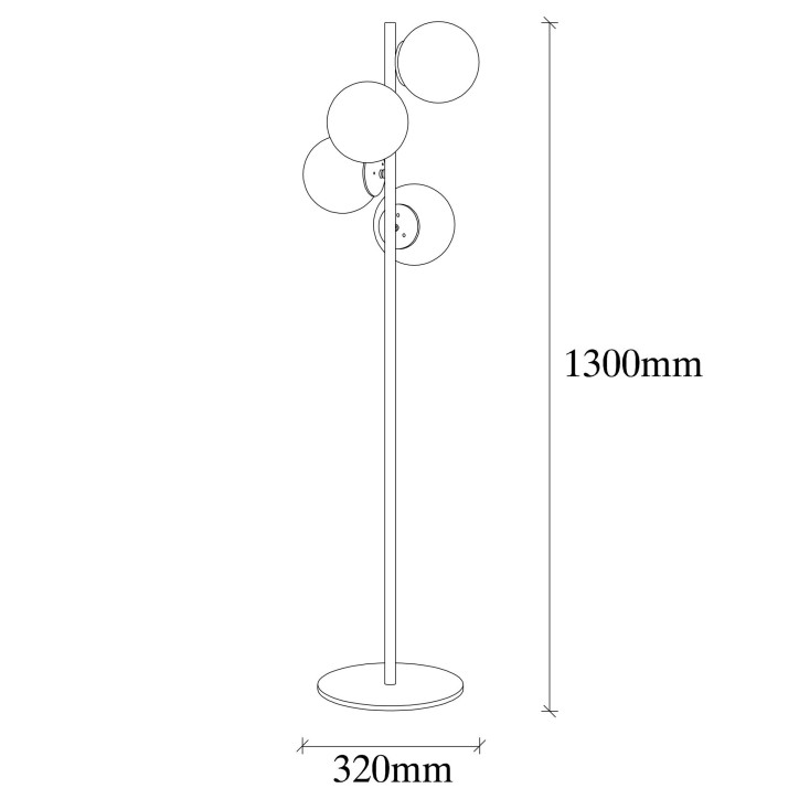 Lámpara de pie Faze-NT-115 oro metal vidrio 32x32x130 cm