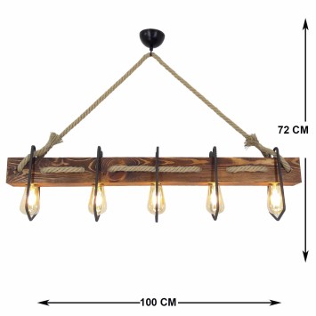 Lámpara de techo Demir Kütük 3 nogal pino 100x16x72 - 8681875214758