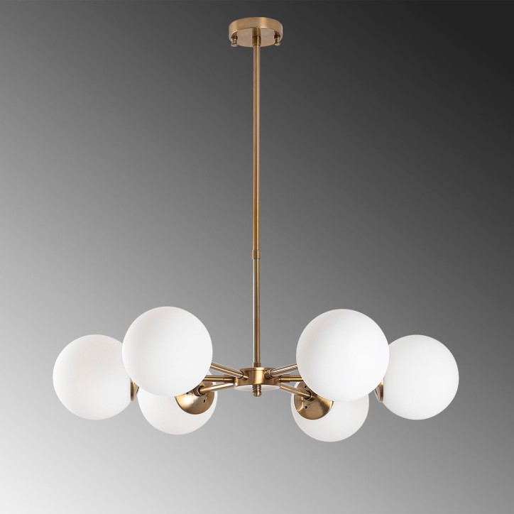 Lámpara de techo Akkas-10080 oro cobrizo metal vidrio 73x73x35-72 cm