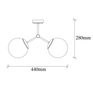 Lámpara de techo Damar-6331 blanco negro metal vidrio 44x15x28 cm - 8681875501438