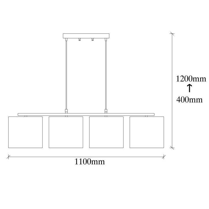 Lámpara de techo Valiz-4721 marrón crema blanca negro metal tela 110x25x120 cm