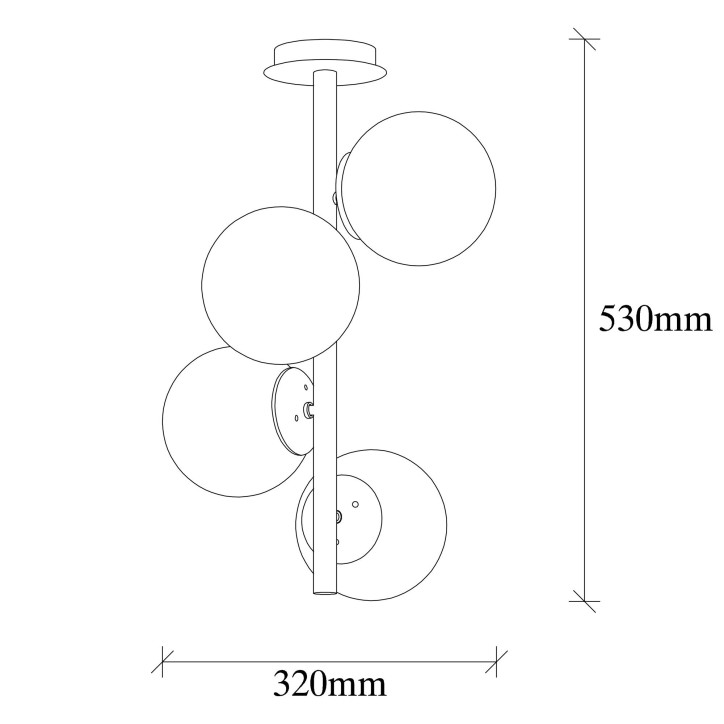 Lámpara de techo Faze-NT-138 oro metal vidrio diámetro 32x53 cm