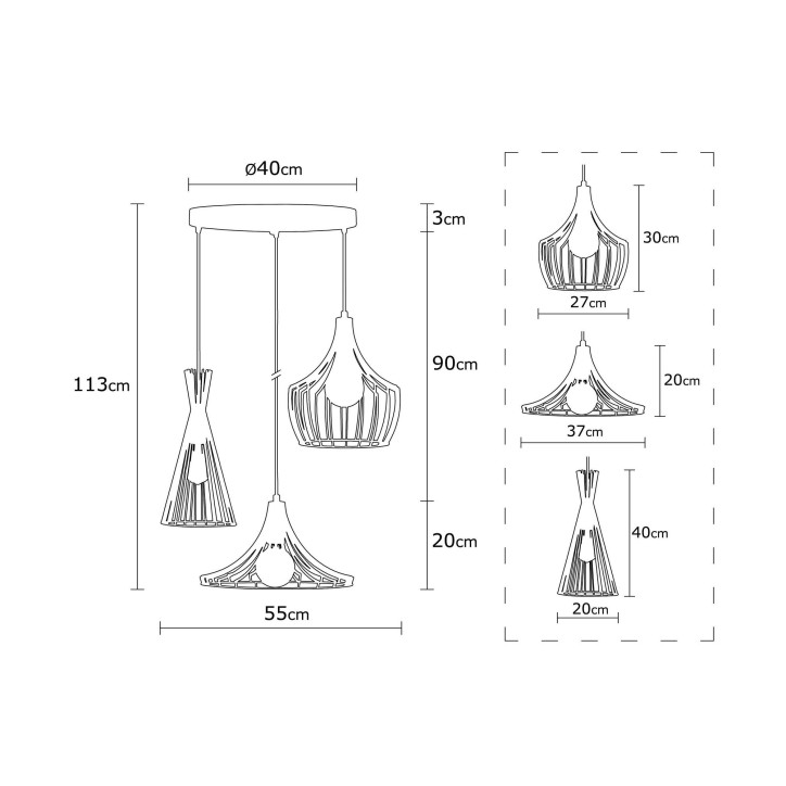 Lámpara de techo Mezopotamya-N-1298 cobre metal diámetro 55x113 cm