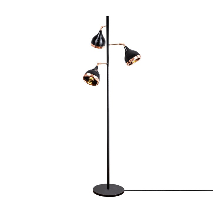 Lámpara de pie Yıldo-7021 cobre negro metal diámetro 52x163 cm