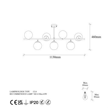 Lámpara de techo Fazli-10536 oro cobrizo metal vidrio 113x40x46 cm - 8683342387293