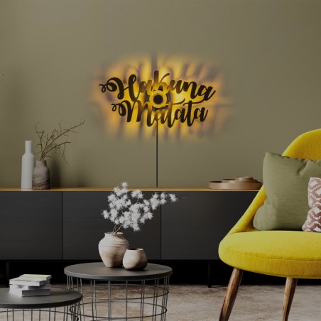 Lámpara de pared Hakuna Matata negro metal 62x30x9 cm - 8683743676279