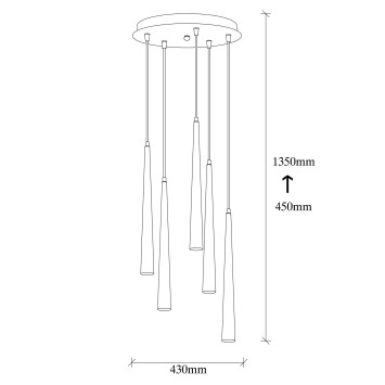 Lámpara de techo Uğur-6073 negro hierro diámetro 43x135 cm - 8681875500974