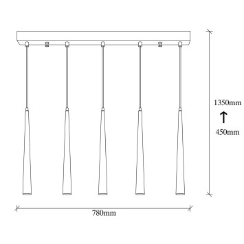 Lámpara de techo Uğur-6075 negro metal 78x5x135 cm - 8681875500998