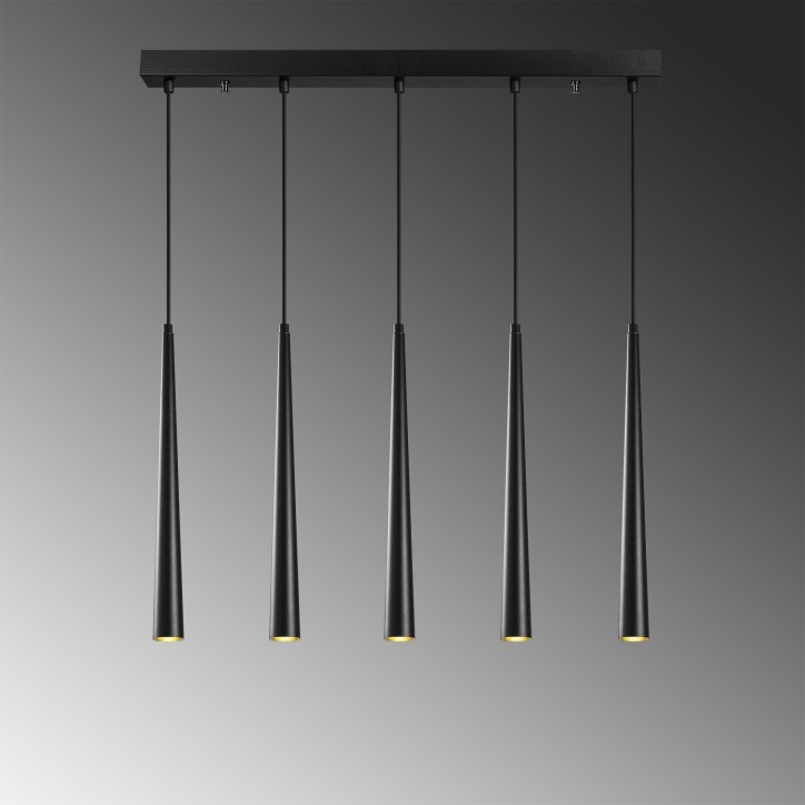 Lámpara de techo Uğur-6075 negro metal 78x5x135 cm