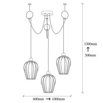 Lámpara de techo Tel-6686 negro metal diámetro 100x130 cm - 8681875502213