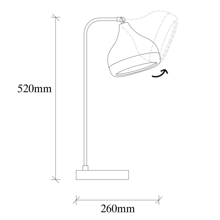 Lámpara de mesa Yıldo-6896 cobre negro metal 17x26x52 cm