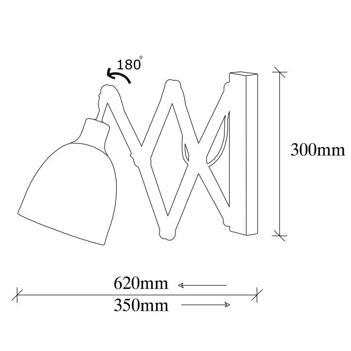 Lámpara de pared Sivani-MR-725 vintage negro metal 15x(35 - 62)x30 cm