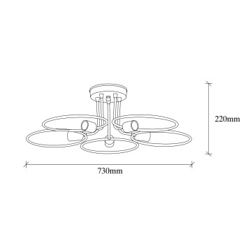 Lámpara de techo Circle-1346 negro hierro 73x73x22 cm - 8681875989724