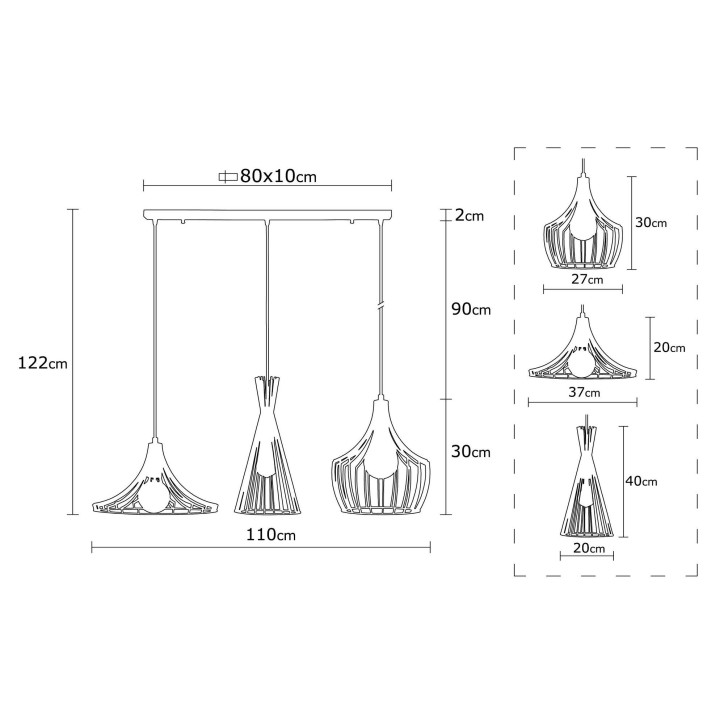 Lámpara de techo Mezopotamya-N-1285 cobre metal 110x37x122 cm