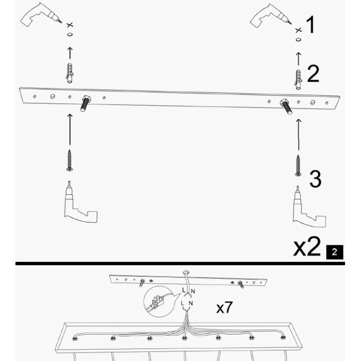 Lámpara de techo Kirpi-3088 negro metal 104x30x130 cm