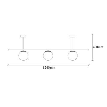 Lámpara de techo Abaküs-4891 blanco negro hierro vidrio 124x40x33 cm - 8681875471854