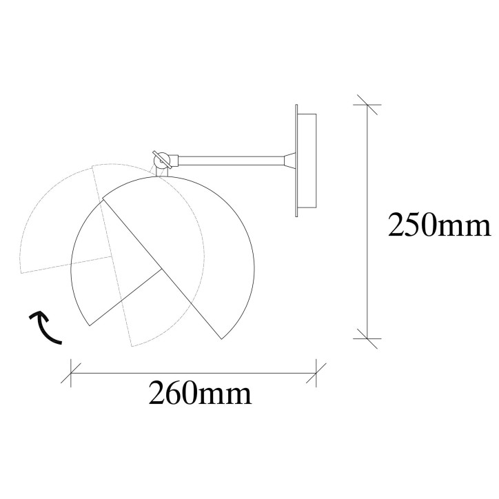 Lámpara de pared Berceste-252-A oro negro metal 20x26x25 cm