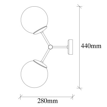 Lámpara de pared Damar-6341 amarillo blanco metal vidrio 28x15x44 cm - 8681875501476