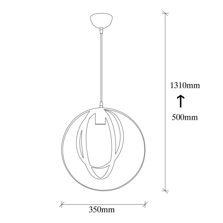 Lámpara de techo Vaveyla-446-S negro metal diámetro 35x131 cm