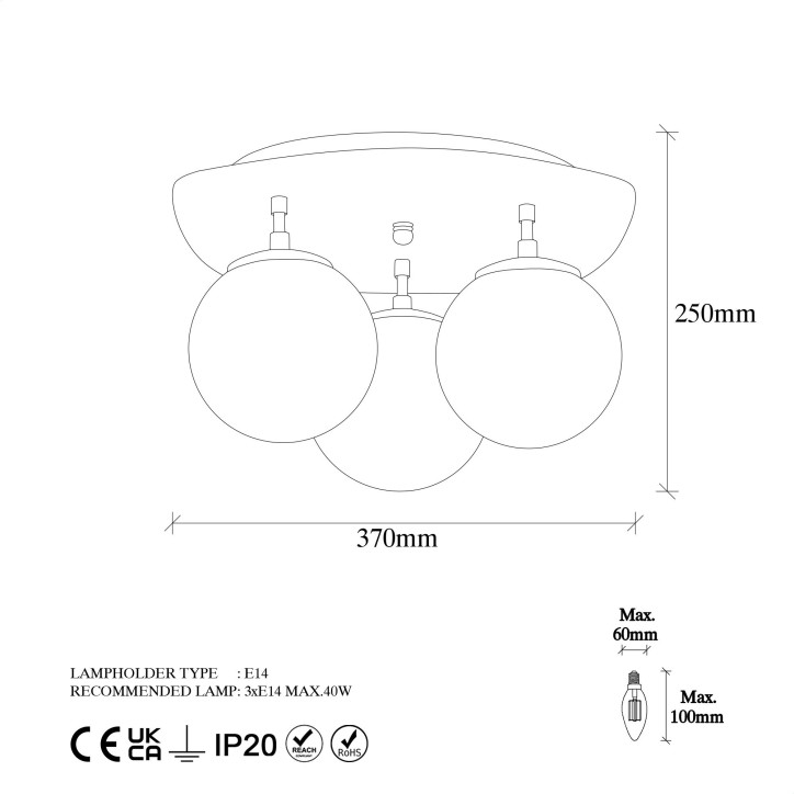 Lámpara de techo Well-11710 oro metal vidrio 37x44x25