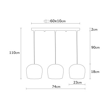 Lámpara de techo Berceste-N-1410 negro hierro diámetro 74x110 cm - 8681875576054