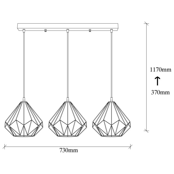 Lámpara de techo Diamond-704-S1 negro metal diámetro 73x117 cm