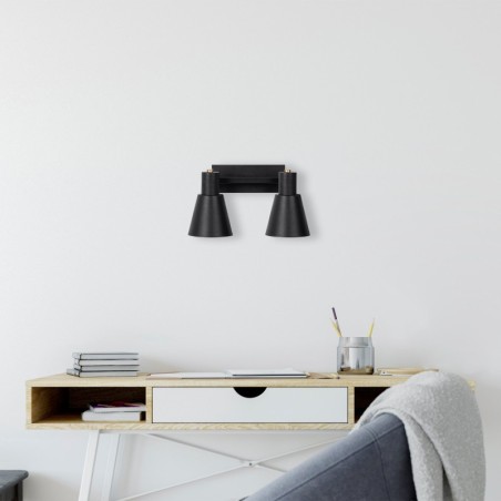 Lámpara de pared Funnel-13092 oro negro metal vidrio 38x21x21 cm