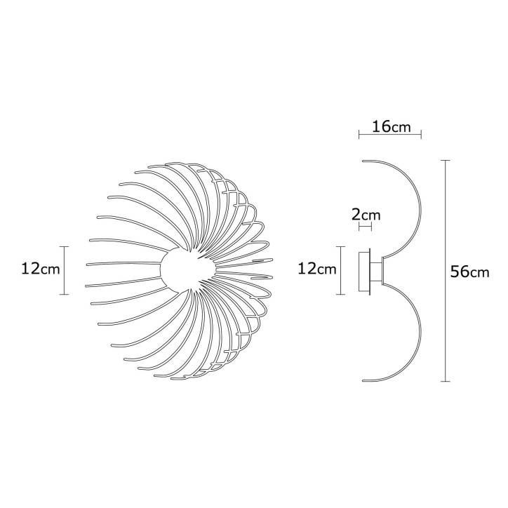 Lámpara de pared Aspendos-N-643 negro metal diámetro 16x56 cm