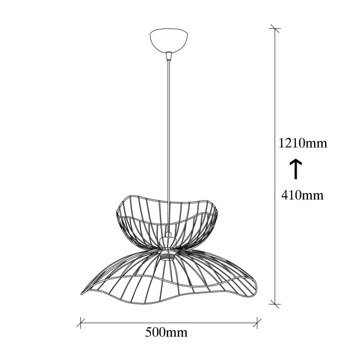 Lámpara de techo Farac-6390 negro metal 50x50x41 - 121 cm