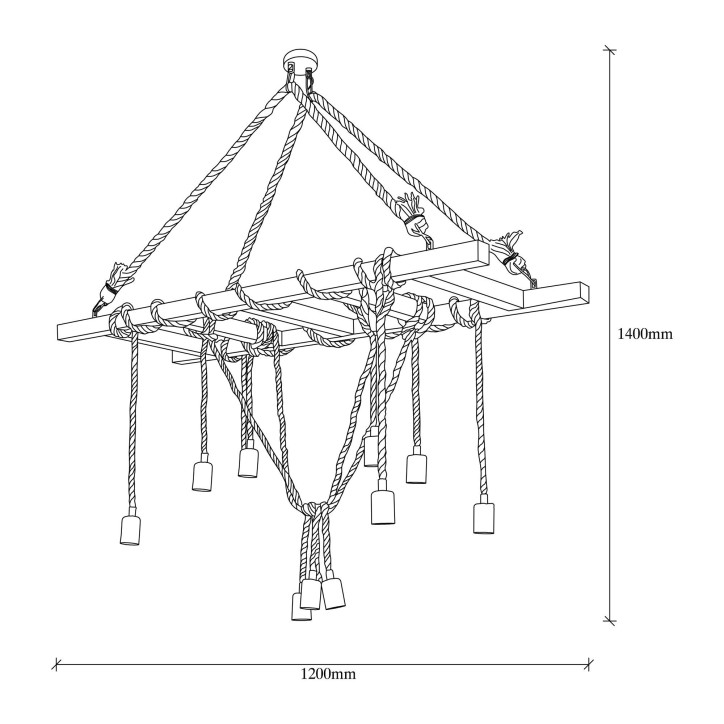 Lámpara de techo Erebos-103-AV madera 120x42x137 cm