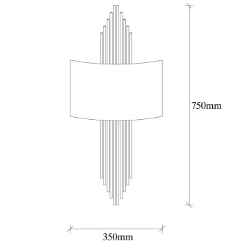 Lámpara de pared 620-A negro metal 75x10x22 cm - 8683342403504