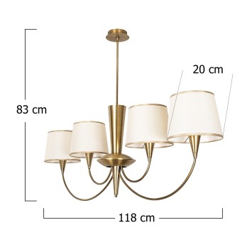 Lámpara de techo Pardo-3021 oro cobrizo metal tela 118x20x83 cm - 8681875458756